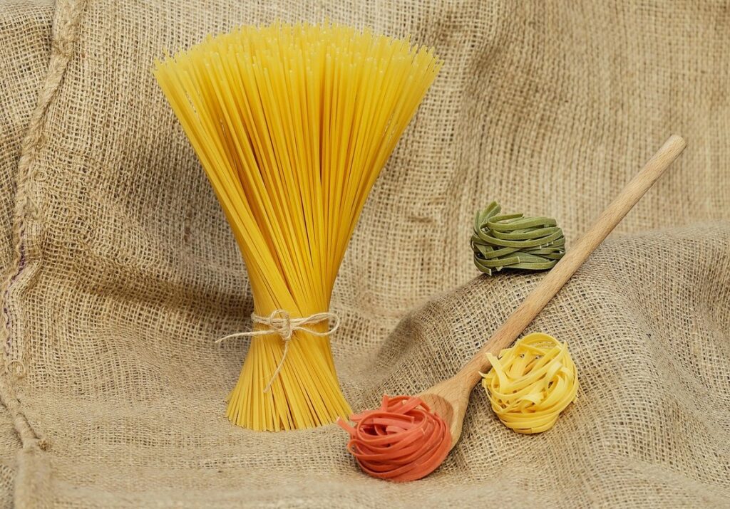 coloured spaghetti for sensory play